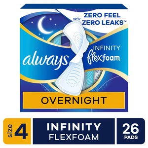 Always Infinity FlexFoam Pads Size 4 Overnight with Wings Unscented 26 Count Always Infinity FlexFoam Pads Size 4 Overnight with Wings Unscented 26 Count