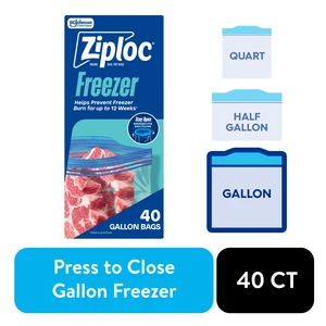 Ziploc Grip 'n Seal Gallon Freezer Food Storage Bags, 40 Count Ziploc Grip 'n Seal Gallon Freezer Food Storage Bags, 40 Count
