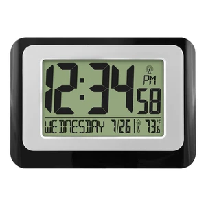 MainStays W88631 Black Atomic Digital Calendar Desk Alarm Clock with Temperature MainStays W88631 Black Atomic Digital Calendar Desk Alarm Clock with Temperature