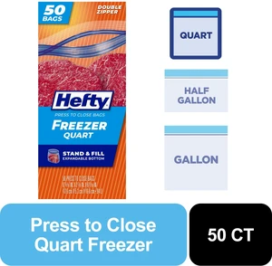 Hefty Press to Close Quart Freezer Bags, 50 Count Hefty Press to Close Quart Freezer Bags, 50 Count