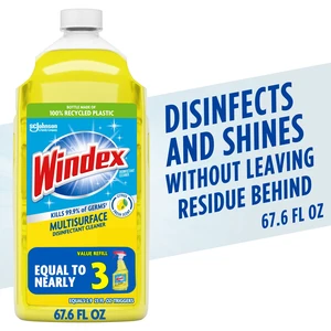 Windex Disinfectant Cleaner Multi-Surface Refill, Citrus Fresh, 67.6 fl oz Windex Disinfectant Cleaner Multi-Surface Refill, Citrus Fresh, 67.6 fl oz