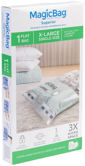 MagicBag X-Large Vacuum Storage Bag, 1 Pack, Flat Compression for Bedding, Space Saving & Airtight MagicBag X-Large Vacuum Storage Bag, 1 Pack, Flat Compression for Bedding, Space Saving & Airtight