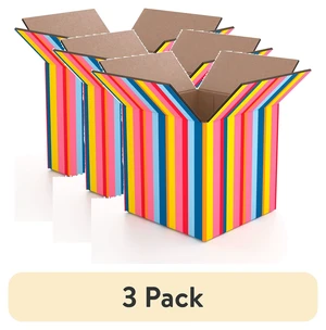 Packed Party Small Shipping Box 3 Pack 6"x6"x6" Striped Print Packed Party Small Shipping Box 3 Pack 6"x6"x6" Striped Print