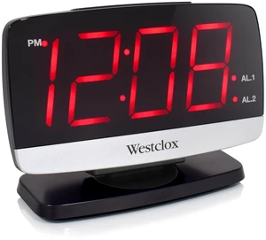 Westclox Extra Large Electric Tilt & Swivel Alarm Clock with 1.8" LED Time Display, Black and Silver Westclox Extra Large Electric Tilt & Swivel Alarm Clock with 1.8" LED Time Display, Black and Silver