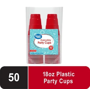 Great Value Red Disposable Plastic Party Cups, 18 oz, 50 Count Great Value Red Disposable Plastic Party Cups, 18 oz, 50 Count