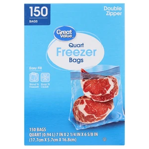 Great Value Double Zipper Quart Freezer Bags, 150 Count Great Value Double Zipper Quart Freezer Bags, 150 Count