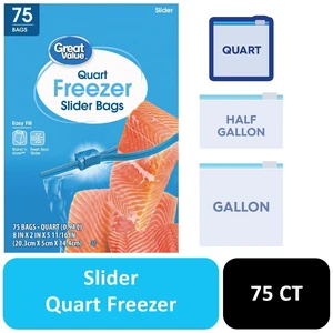 Great Value Freezer Guard Slider Zipper Bags, Quart, 75 Count Great Value Freezer Guard Slider Zipper Bags, Quart, 75 Count