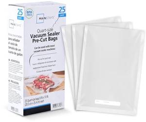 Mainstays Quart Vacuum Sealer Bags, 25-Count, BPA-Free, Pre-Cut for Food Storage and Sous Vide Mainstays Quart Vacuum Sealer Bags, 25-Count, BPA-Free, Pre-Cut for Food Storage and Sous Vide