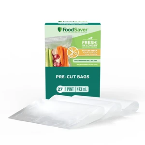 FoodSaver Pint Vacuum Seal Bags, 27 Count, BPA-Free Pre-Cut Freezer Bags, Align to Seal & Tear to Open for Food Storage, Sous Vide, Meal Prep FoodSaver Pint Vacuum Seal Bags, 27 Count, BPA-Free Pre-Cut Freezer Bags, Align to Seal & Tear to Open for Food Storage, Sous Vide, Meal Prep