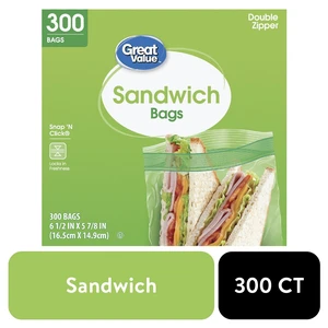 Great Value Double Zipper Sandwich Bags 300 Count Great Value Double Zipper Sandwich Bags 300 Count