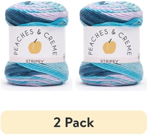 Peaches & Creme Stripey 4 Medium Cotton Yarn (2 Pack) Evening Sea 2oz/56.7g 102Yards Peaches & Creme Stripey 4 Medium Cotton Yarn (2 Pack) Evening Sea 2oz/56.7g 102Yards