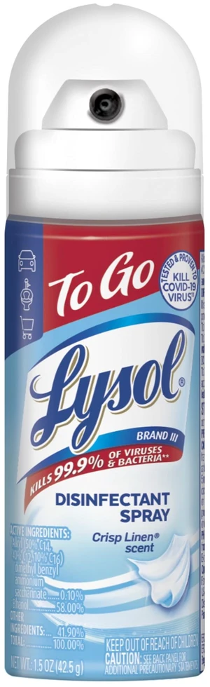 Lysol To Go Travel Size Disinfectant Spray, Crisp Linen, 1.5 fl oz Lysol To Go Travel Size Disinfectant Spray, Crisp Linen, 1.5 fl oz