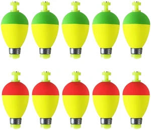 10 Pack Weighted Foam Snap-on Ball Oval Fishing Bobbers Floats for Bluegill Crappie Panfish Bass Trout 10 Pack Weighted Foam Snap-on Ball Oval Fishing Bobbers Floats for Bluegill Crappie Panfish Bass Trout
