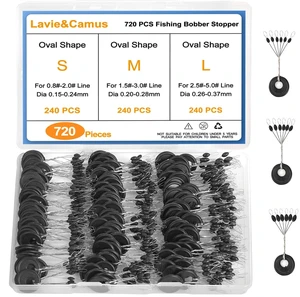 Lavie&Camus 720PCS Fishing Bobber Stopper, 6-in-1 Black Rubber Oval Floats Sinker Stops, L M S Size Float Stop Kit Lavie&Camus 720PCS Fishing Bobber Stopper, 6-in-1 Black Rubber Oval Floats Sinker Stops, L M S Size Float Stop Kit