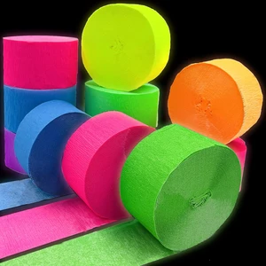 600ft Glow Crepe Paper Streamers Black Light Reactive Neon Party Decorations for Wedding Birthday 600ft Glow Crepe Paper Streamers Black Light Reactive Neon Party Decorations for Wedding Birthday