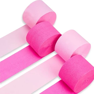 PartyWoo Hot Pink Crepe Paper Streamers 4-Pack 328ft PartyWoo Hot Pink Crepe Paper Streamers 4-Pack 328ft