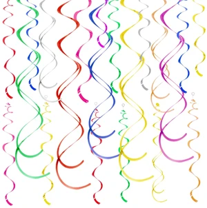 Colorful Ceiling Swirl Foil Decorations Hanging Plastic Streamers, Themed Party Decoration for Weddings, Thanksgiving, Graduation Celebrations, Pack of 28 Colorful Ceiling Swirl Foil Decorations Hanging Plastic Streamers, Themed Party Decoration for Weddings, Thanksgiving, Graduation Celebrations, Pack of 28