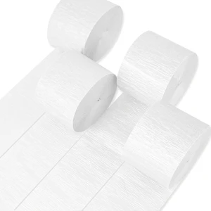 PartyWoo White Crepe Paper Streamers 4pcs 328FT Pearl White PartyWoo White Crepe Paper Streamers 4pcs 328FT Pearl White