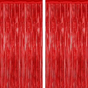 ZATAYE 2 Pack Red Foil Curtain Backdrop Birthday Party Decorations ZATAYE 2 Pack Red Foil Curtain Backdrop Birthday Party Decorations