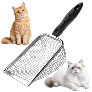 Long Handle Cat Litter Scoop, Rustproof Stainless Steel Mesh, Non-Slip Grip, Deep Shovel Sifter for All Litter Types, Easy Clean, Black Long Handle Cat Litter Scoop, Rustproof Stainless Steel Mesh, Non-Slip Grip, Deep Shovel Sifter for All Litter Types, Easy Clean, Black