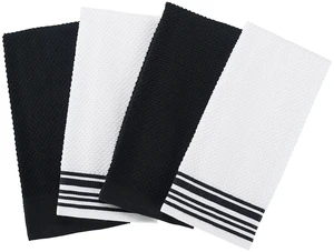 Mainstays 4-Pack 16in x 26in Woven Kitchen Towel Set, Black Mainstays 4-Pack 16in x 26in Woven Kitchen Towel Set, Black