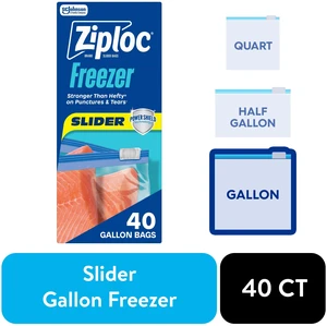 Ziploc Slider Gallon Freezer Food Storage Bags with Power Shield Technology 40 Count Ziploc Slider Gallon Freezer Food Storage Bags with Power Shield Technology 40 Count