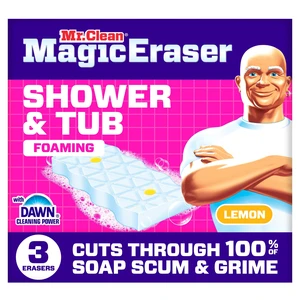 Mr. Clean Magic Eraser Sponge, Shower & Tub Cleaner, Lemon, 3 Count Mr. Clean Magic Eraser Sponge, Shower & Tub Cleaner, Lemon, 3 Count