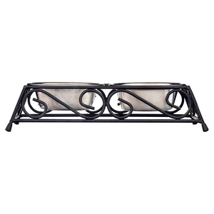 Gofetch Double Diner Stainless Steel Pet Food Bowl, Black and Silver Gofetch Double Diner Stainless Steel Pet Food Bowl, Black and Silver