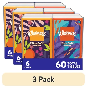 Kleenex On-The-Go 3-Ply Travel Tissues, 6 Pack (60 Total Tissues) Kleenex On-The-Go 3-Ply Travel Tissues, 6 Pack (60 Total Tissues)