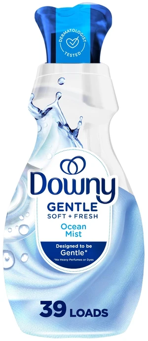 Downy Gentle Soft + Fresh Fabric Softener Liquid, Ocean Mist Scent, 26 fl oz, 39 Loads Downy Gentle Soft + Fresh Fabric Softener Liquid, Ocean Mist Scent, 26 fl oz, 39 Loads