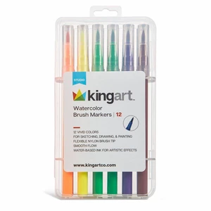 KINGART Studio Watercolor Brush Markers, 12 Colors KINGART Studio Watercolor Brush Markers, 12 Colors
