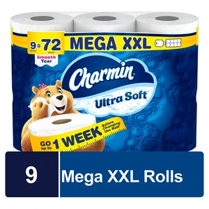 Charmin Ultra Soft Toilet Paper, 9 Mega XXL Rolls, 440 Sheets Per Roll Charmin Ultra Soft Toilet Paper, 9 Mega XXL Rolls, 440 Sheets Per Roll