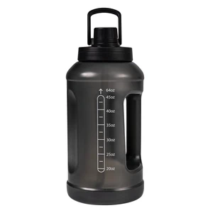 Mainstays Water Bottle, 64 fl oz, Translucent Black, 2-in-1 Straw/Chug Lid, Plastic Mainstays Water Bottle, 64 fl oz, Translucent Black, 2-in-1 Straw/Chug Lid, Plastic