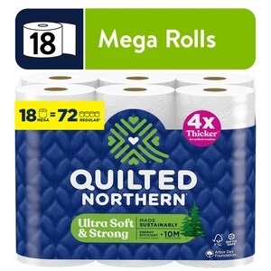 Quilted Northern Ultra Soft & Strong 2-Ply Toilet Paper, 18 Mega Rolls, 255 Sheets per Roll Quilted Northern Ultra Soft & Strong 2-Ply Toilet Paper, 18 Mega Rolls, 255 Sheets per Roll