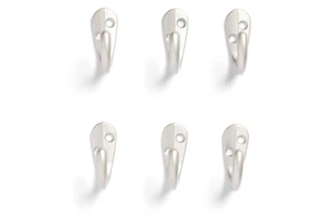 Mainstays Satin Nickel Metal Clutter-Free Hooks for Towels and Coats, 10 lbs Capacity, 6 Pack Mainstays Satin Nickel Metal Clutter-Free Hooks for Towels and Coats, 10 lbs Capacity, 6 Pack