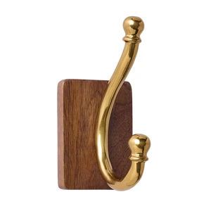 Better Homes & Gardens Modern Heirloom Single Wall Hook, Walnut Wood/Heritage Gold Finish Better Homes & Gardens Modern Heirloom Single Wall Hook, Walnut Wood/Heritage Gold Finish