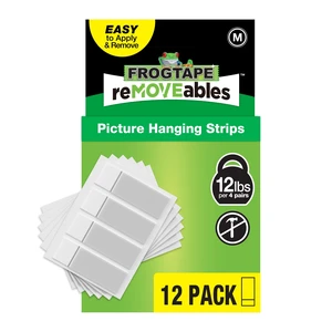 FrogTape reMOVEables Medium White Picture Hanging Strips, 12 Pairs (24 Mounting Strips Total) FrogTape reMOVEables Medium White Picture Hanging Strips, 12 Pairs (24 Mounting Strips Total)