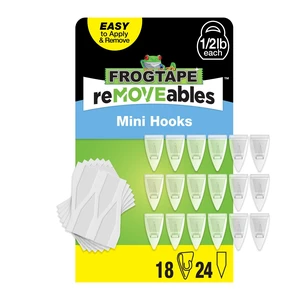 FrogTape reMOVEables Clear Mini Hooks, 18 Hooks and 24 Adhesive Strips FrogTape reMOVEables Clear Mini Hooks, 18 Hooks and 24 Adhesive Strips
