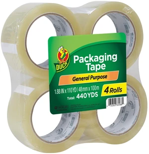 Duck Brand General Purpose Clear Acrylic Tape, 1.88in x 110yd, 4 Rolls Duck Brand General Purpose Clear Acrylic Tape, 1.88in x 110yd, 4 Rolls