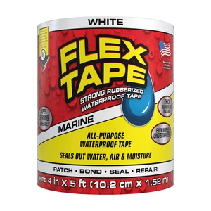 Flex Tape 4in x 5ft White Strong Rubberized Waterproof Marine Tape Flex Tape 4in x 5ft White Strong Rubberized Waterproof Marine Tape