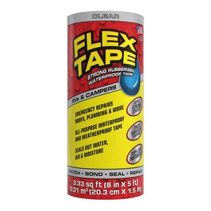 Flex Tape Rubberized Waterproof Tape, 8in x 5ft, Clear Flex Tape Rubberized Waterproof Tape, 8in x 5ft, Clear
