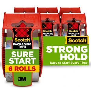 Scotch Sure Start Shipping Tape Dispenser, 6 Pack, Clear, 1.88in x 22.2yds Scotch Sure Start Shipping Tape Dispenser, 6 Pack, Clear, 1.88in x 22.2yds