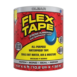 Flex Tape Strong Rubberized Waterproof, 4 in x 5 ft, Clear Flex Tape Strong Rubberized Waterproof, 4 in x 5 ft, Clear