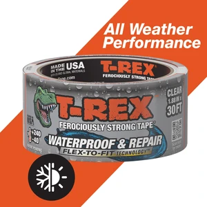 88in x 10yd T-Rex Ferociously Strong Clear Waterproof Repair Tape 88in x 10yd T-Rex Ferociously Strong Clear Waterproof Repair Tape
