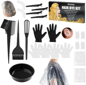 19-Piece Hair Dye Kit with Hair Dye Brush, Collapsible Bowl, Clips, Ear Muffs, Disposable Gloves, Scarf, Shower Cap 19-Piece Hair Dye Kit with Hair Dye Brush, Collapsible Bowl, Clips, Ear Muffs, Disposable Gloves, Scarf, Shower Cap