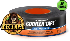 Gorilla All Weather Duct Tape, Black, 1.88in x 25yd, UV Resistant, Temperature Resistant, Waterproof for Outdoor Repairs Gorilla All Weather Duct Tape, Black, 1.88in x 25yd, UV Resistant, Temperature Resistant, Waterproof for Outdoor Repairs