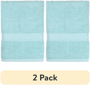Mainstays Basic Bath Towel 2 Pack 100% Cotton Aqua Mainstays Basic Bath Towel 2 Pack 100% Cotton Aqua