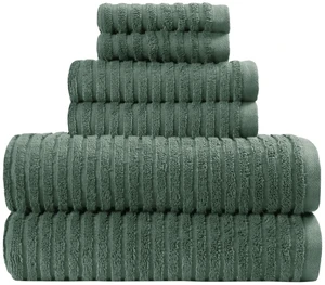 Better Homes & Gardens PowerLoft AIRRICH 6-Piece Bath Towel Set, Green Ash Textured Stripe Better Homes & Gardens PowerLoft AIRRICH 6-Piece Bath Towel Set, Green Ash Textured Stripe