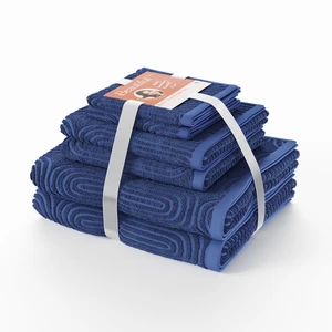 6-Piece Textured Bath Set by Beautiful by Drew Barrymore, 100% Cotton, Smokey Blue 6-Piece Textured Bath Set by Beautiful by Drew Barrymore, 100% Cotton, Smokey Blue