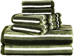 Mainstays 6-Piece Cotton Striped Towel Set, Green Mainstays 6-Piece Cotton Striped Towel Set, Green